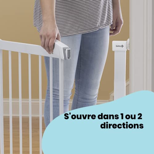 Safety 1st Flat Step, Barrière de Sécurité Enfant/Bebe, Barrière Escalier  avec Barre de Seuil Ultra Plate, 73 à 80 cm, Métal (blanc)